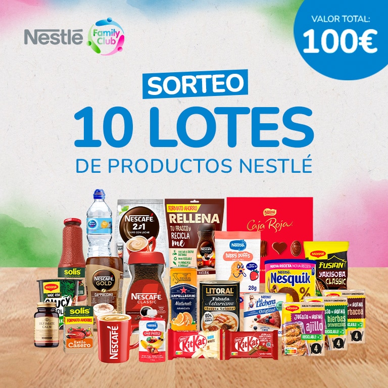 Sorteamos 10 lotes NESTLÉ cada mes, ¡consigue el tuyo!