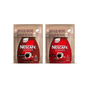 Nescafé Classic Doypack Natural y Nescafé Classic Doypack Descafeinado 150gr