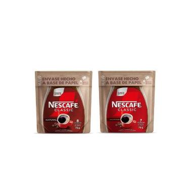 Nescafé Classic Descafeinado Doypack 75gr y Nescafé Classic Natural Doypack 75gr