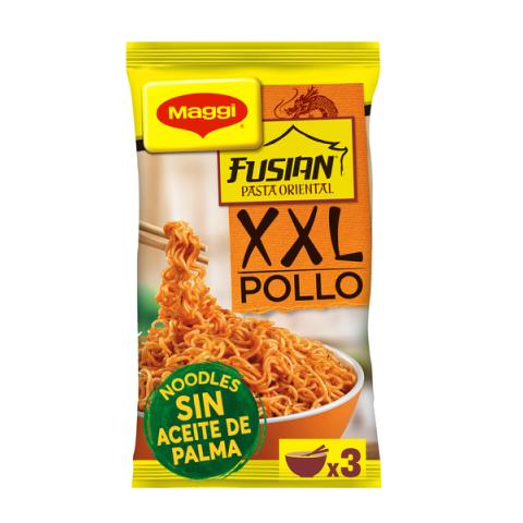 MAGGI FUSIAN - Pasta Oriental XXL Pollo a las finas hierbas - Noodles de trigo con condimento sabor a pollo - 185g