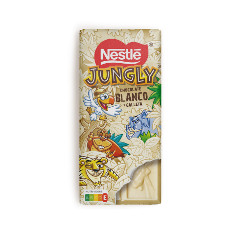 NESTLÉ JUNGLY Tableta de chocolate Blanco y Galleta 125g