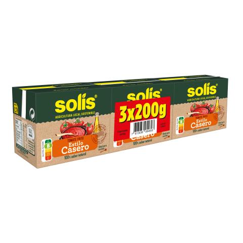 SOLIS Tomate Frito Estilo Casero Sin Gluten Brik Pack de 3x200g